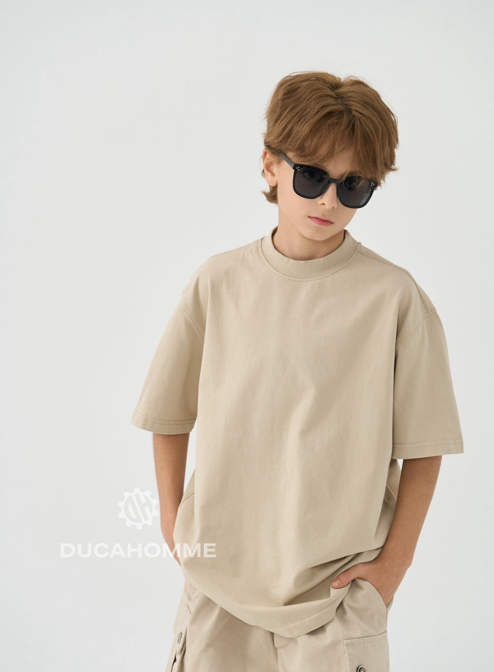 T Shirt Bambino Oversize Duca Homme Beige