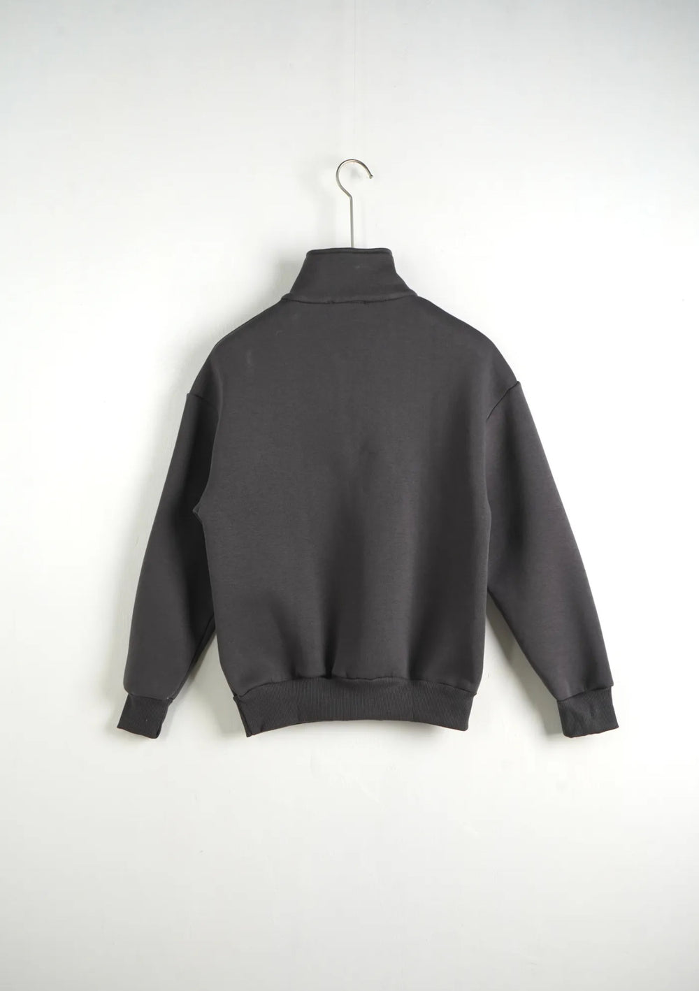 Felpa Mezza Zip Grigio Piombo Collo Alto Bambino - Duca Homme