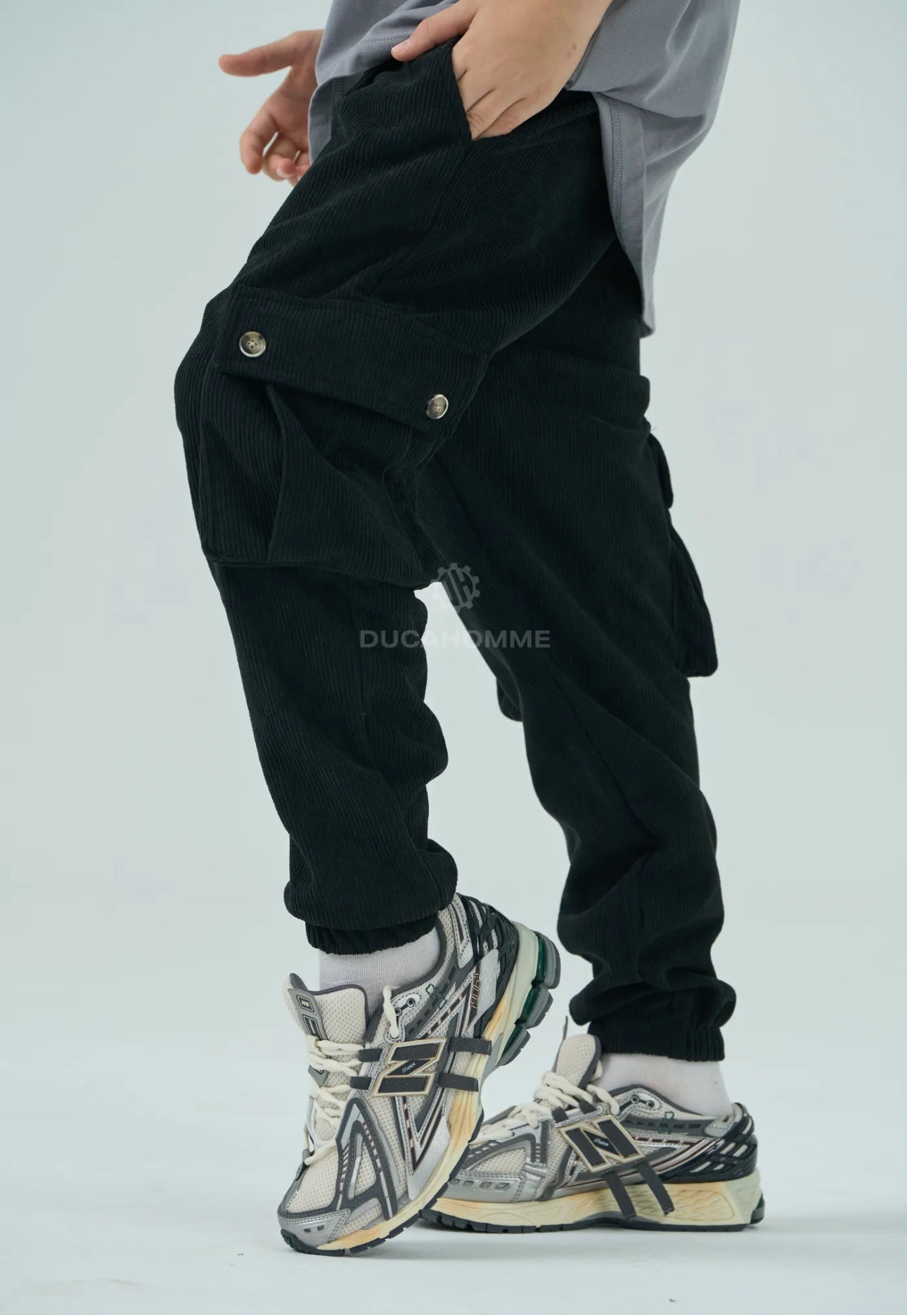 Pantaloni Cargo in Velluto a Righe Duca Homme Bambino | Fondo Elasticizzato