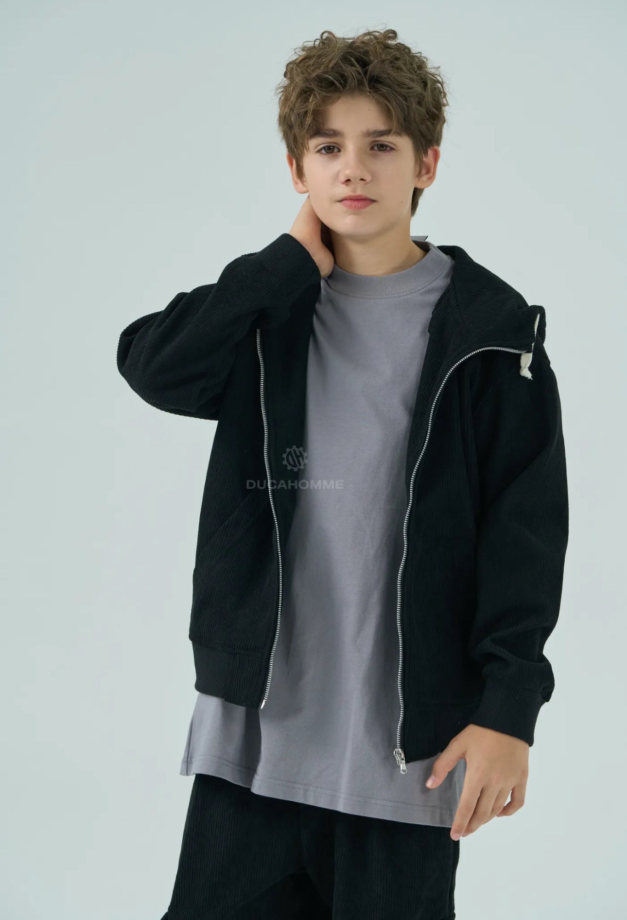 Felpa Costine Nera Bambino Duca Homme | Girocollo Streetwear Kids