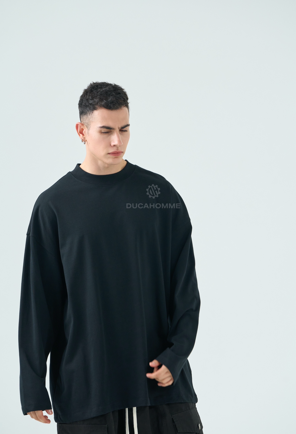 T Shirt Uomo Duca Homme Manica Lunga Nero