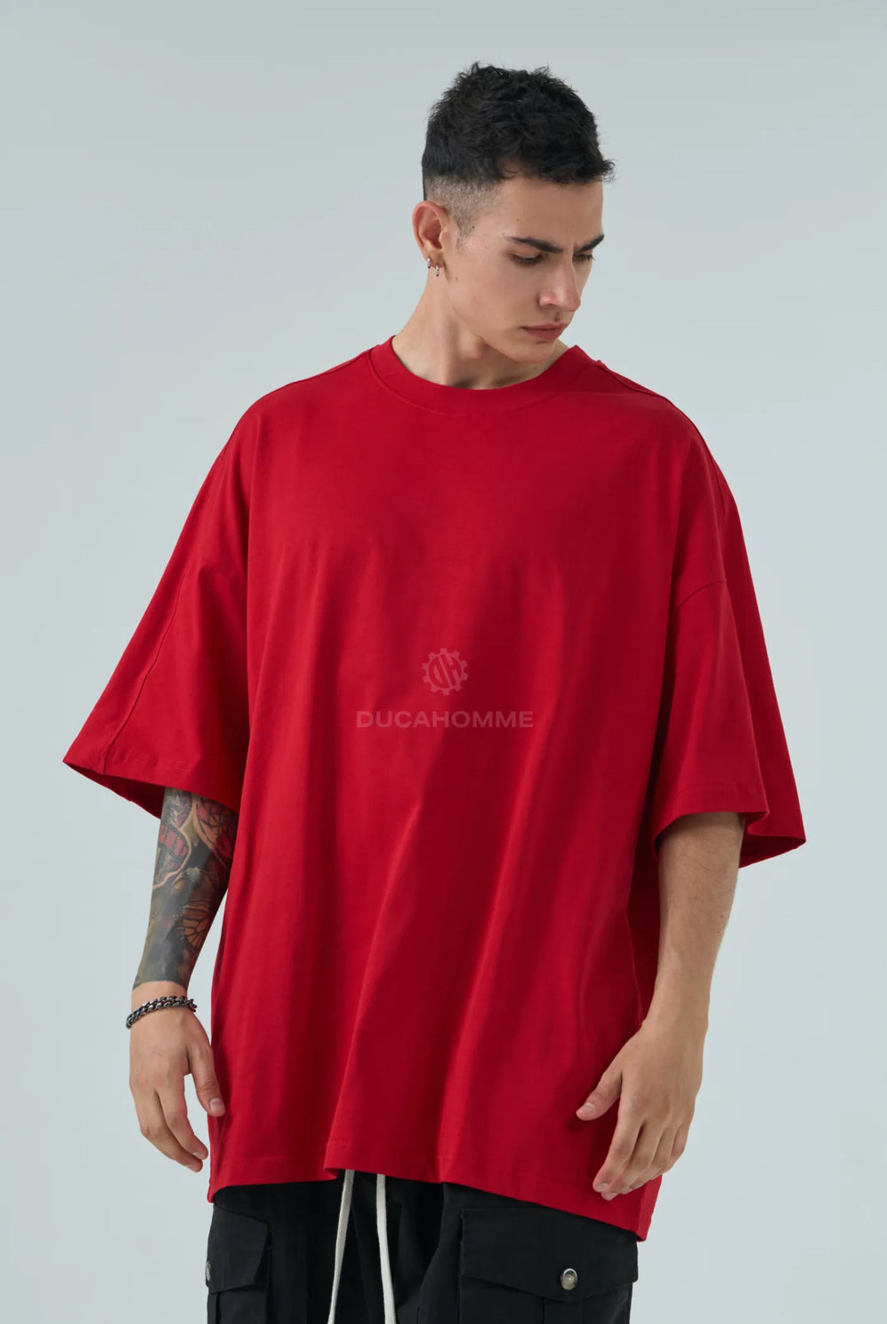 T Shirt Oversize Long Fit Uomo Duca Homme Rosso