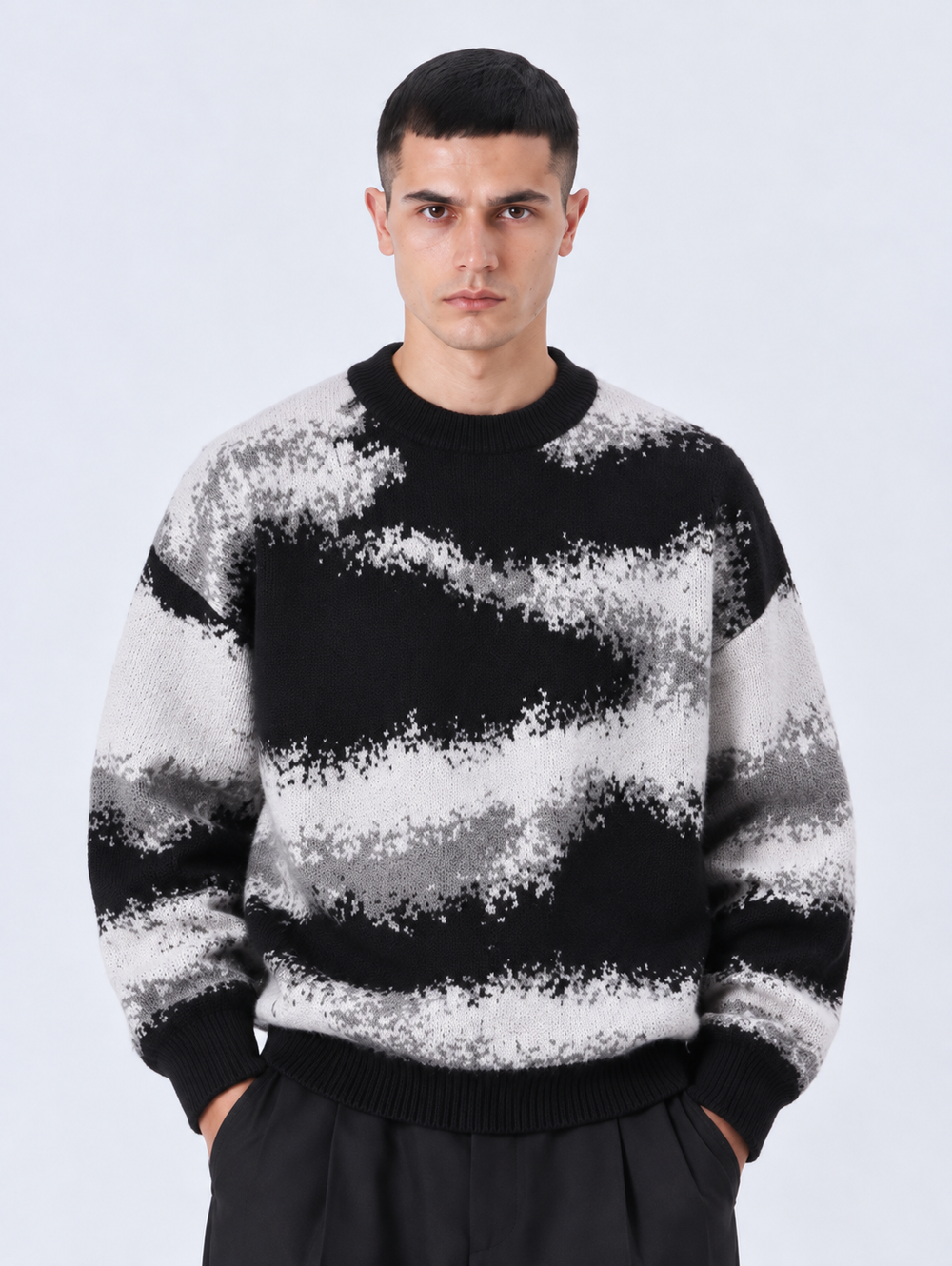 Maglione Girocollo Fantasia | Duca Homme (nero)