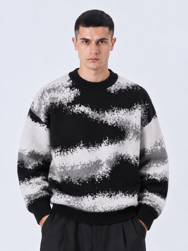 Maglione Girocollo Fantasia | Duca Homme (nero)