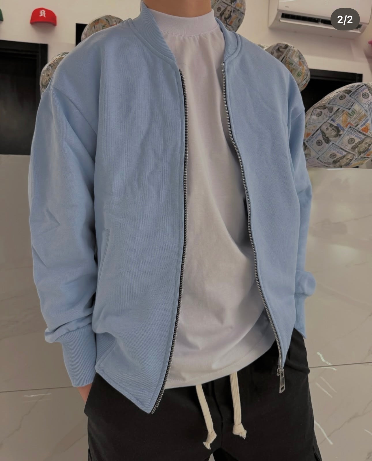 Giacca College Bambino Duca Homme Celeste | Bomber Stile Varsity | Fit Comodo