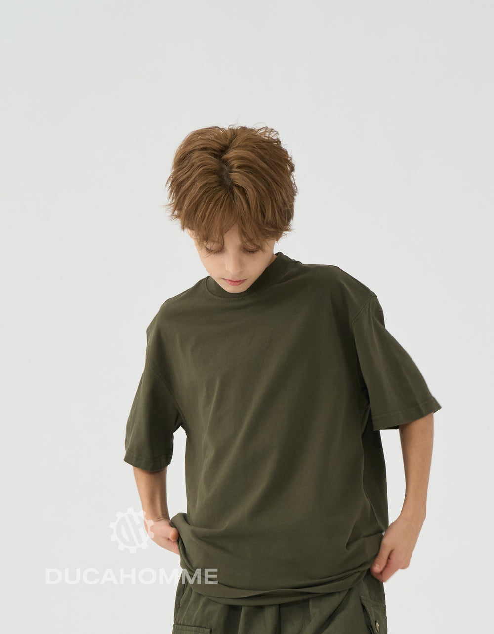 T Shirt Bambino Oversize Duca Homme Verde Militare