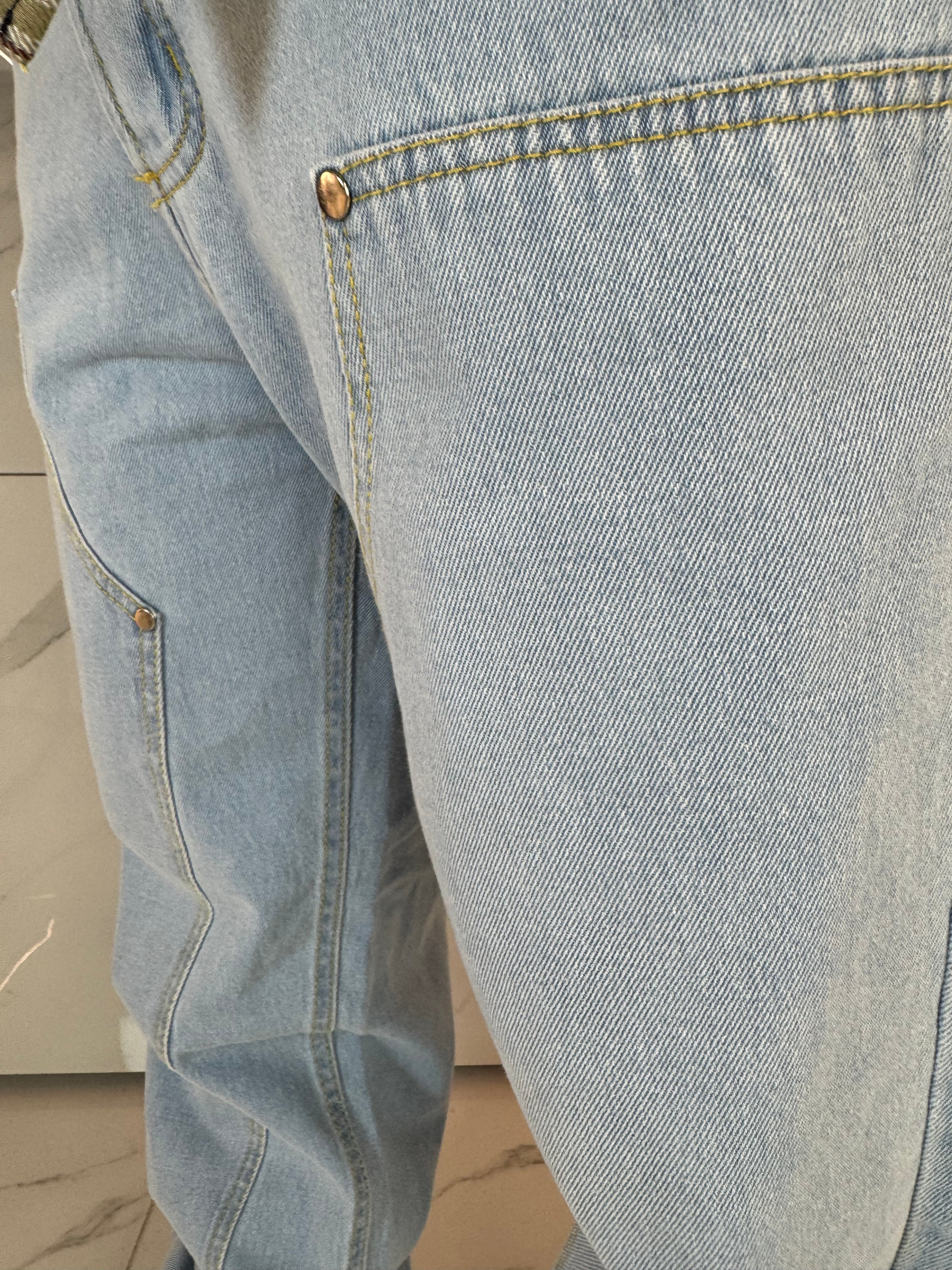 Jeans Baggy Carpenter Blu Chiaro Uomo Duca Homme - Gamba Larga