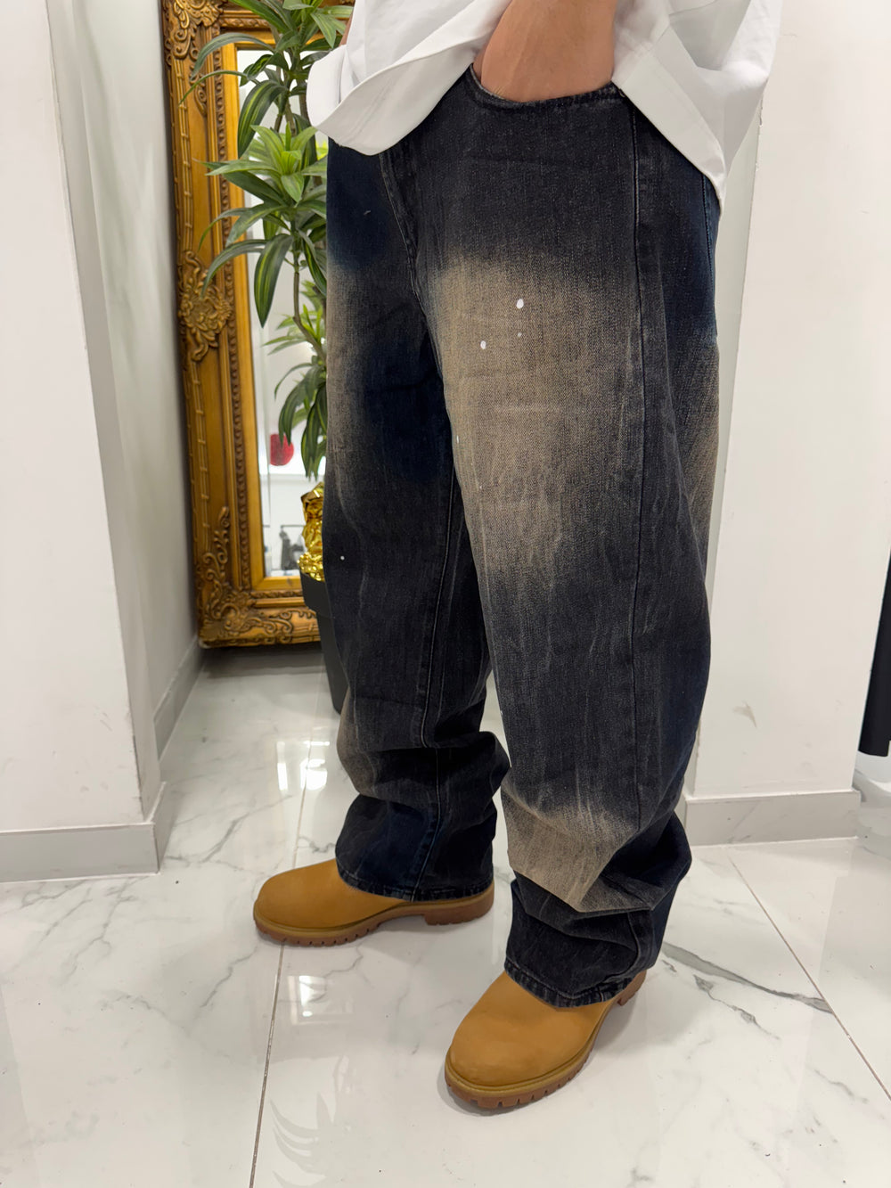 Jeans Baggy Uomo Duca Homme | Denim Scuro Loose Fit | Gamba Larga