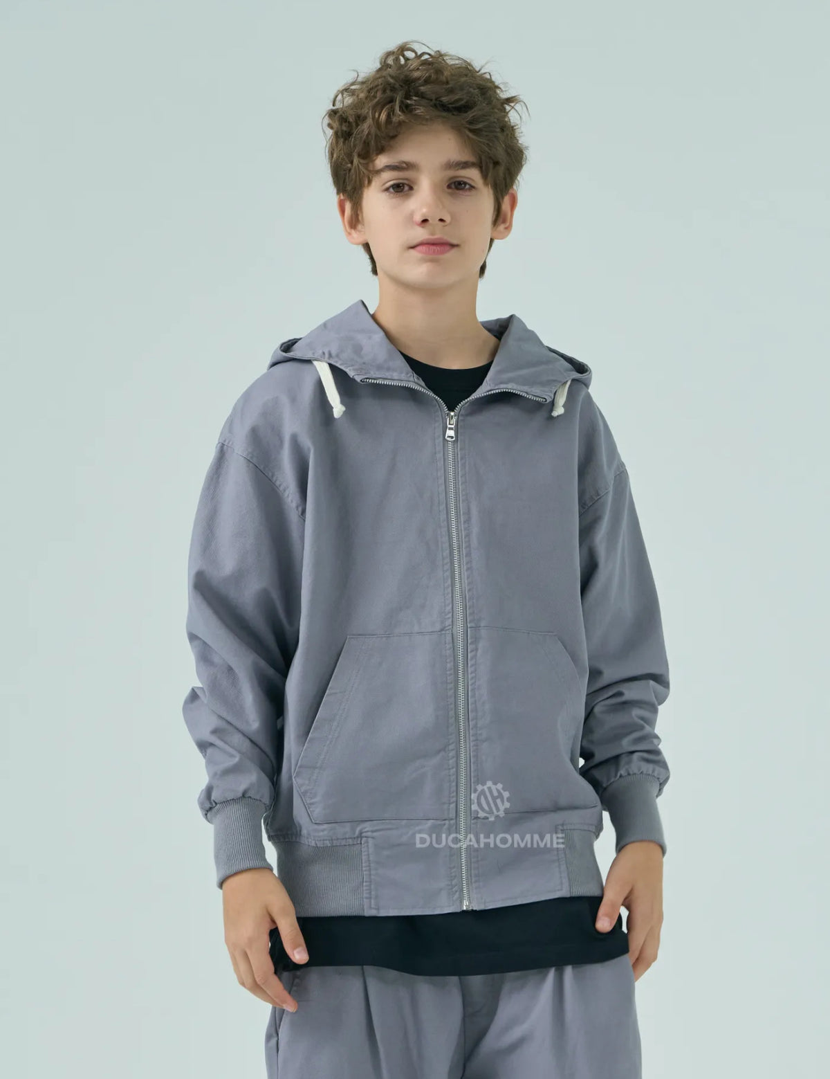 Giacca Grigia con Zip Bambino Duca Homme | Streetwear Kids Comoda
