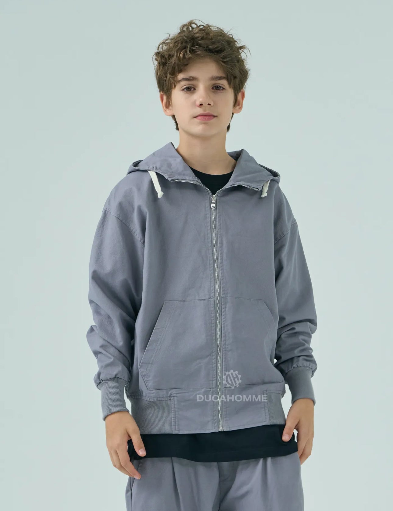 Giacca Grigia con Zip Bambino Duca Homme | Streetwear Kids Comoda