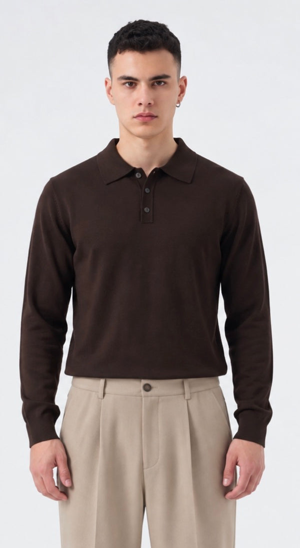 Polo Long Sleeve-Duca Homme (marrone)