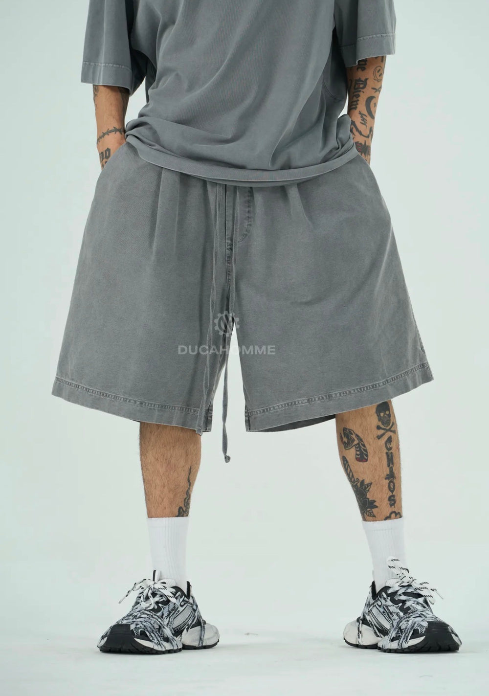 Bermuda Slavato Over Size | Duca Homme (grigio chiaro)