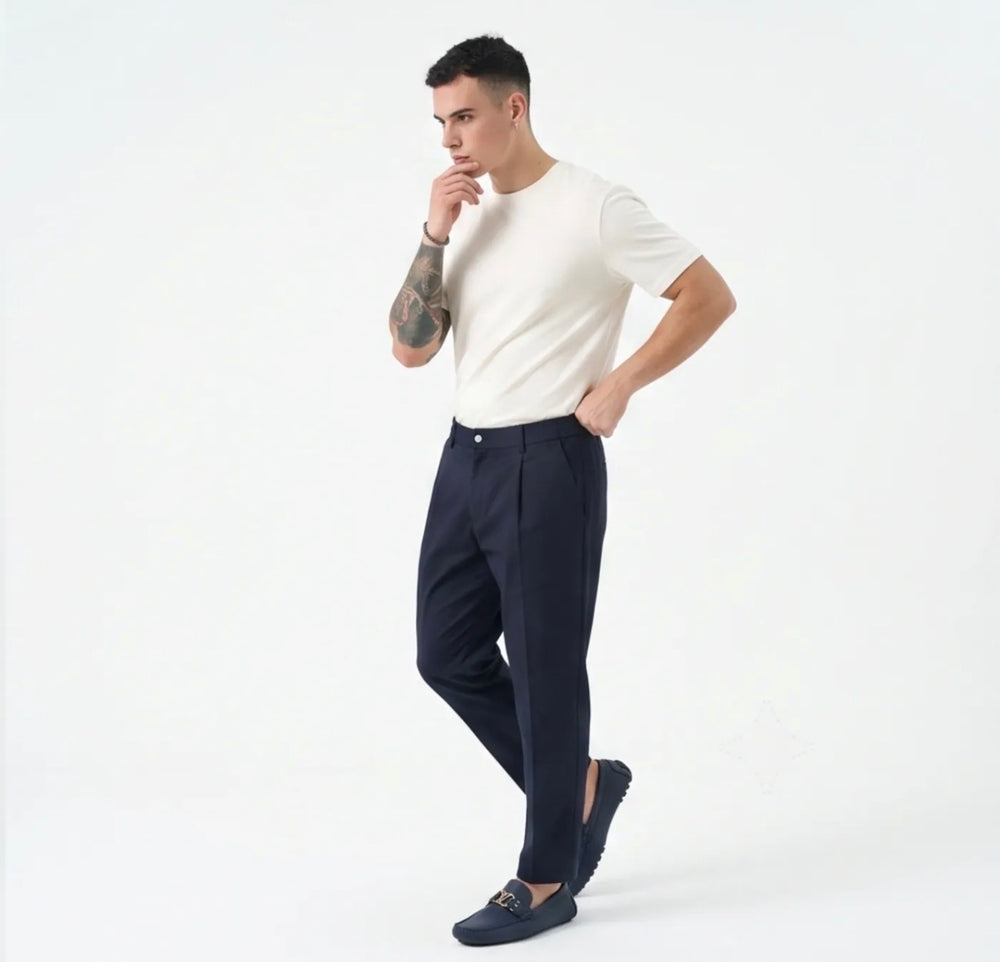 Pantalone elegante-Duca Homme (blu)