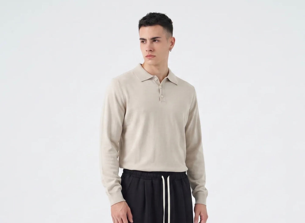 Polo Long Sleeve-Duca Homme (beige)