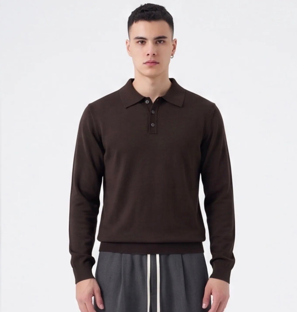 Polo Long Sleeve-Duca Homme (marrone)