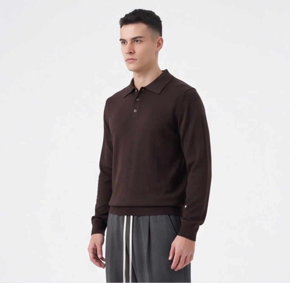 Polo Long Sleeve-Duca Homme (marrone)