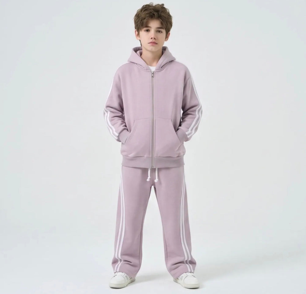 Completo Tuta Felpata Righe Bambino | Duca Homme (rosa)