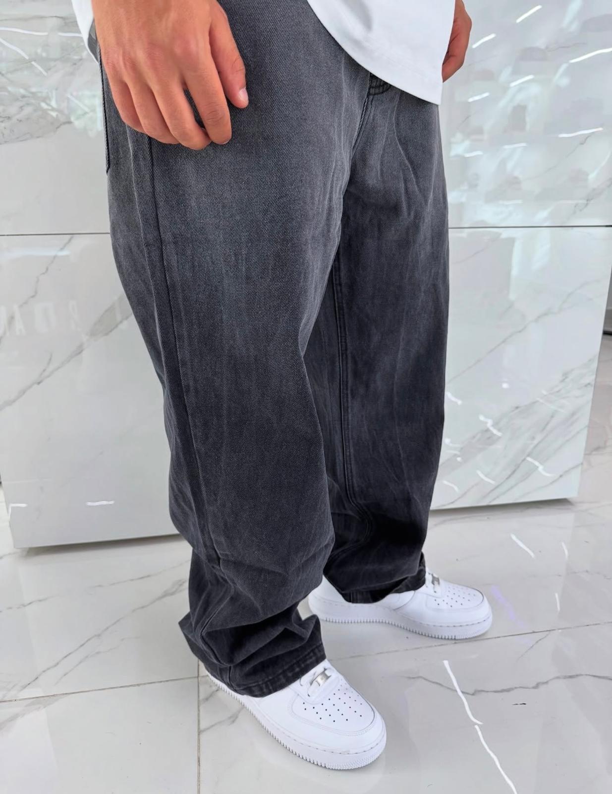 Jeans Baggy Grigio Stone Washed Uomo Duca Homme - Vintage Anni 90