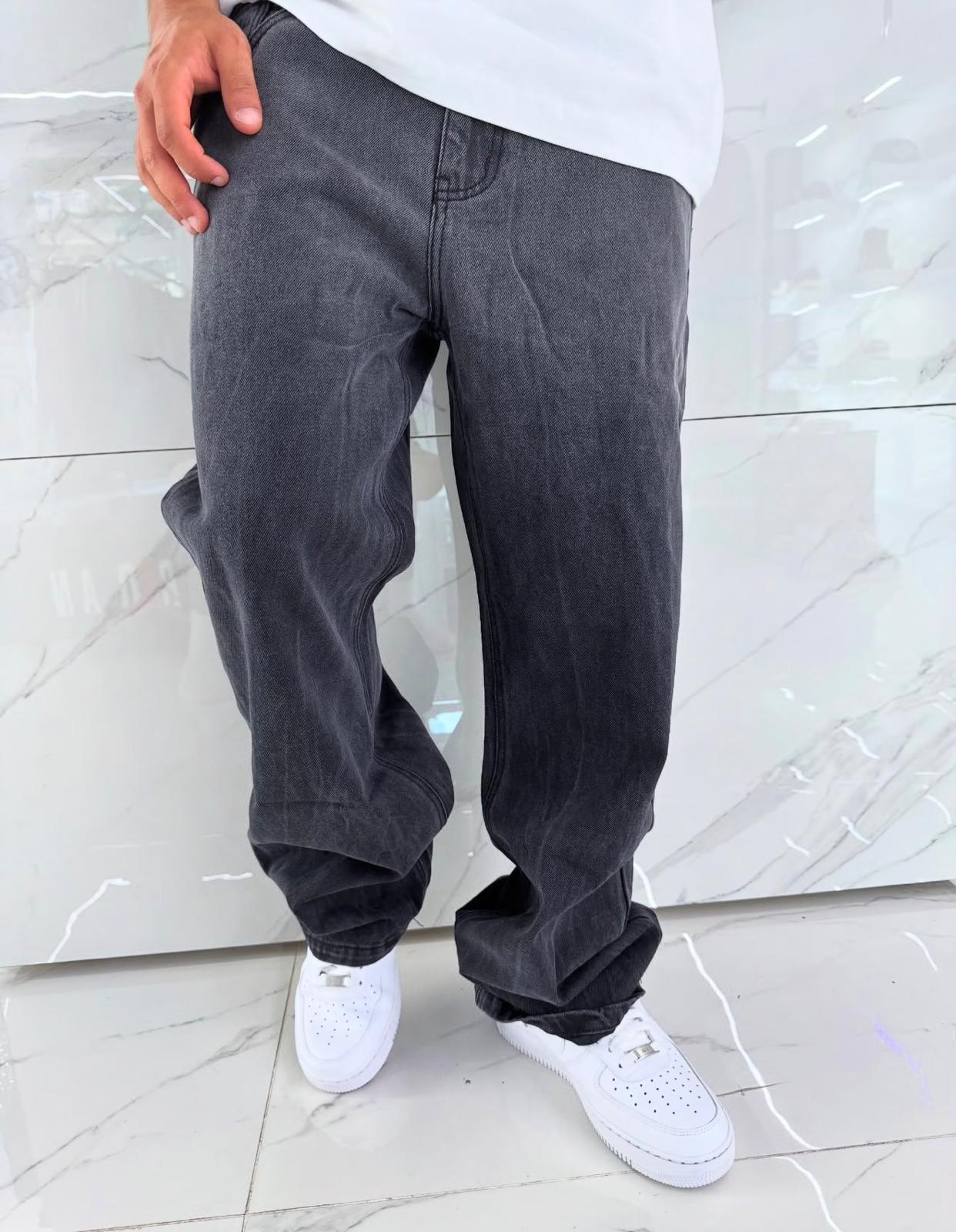 Jeans Baggy Grigio Stone Washed Uomo Duca Homme - Vintage Anni 90