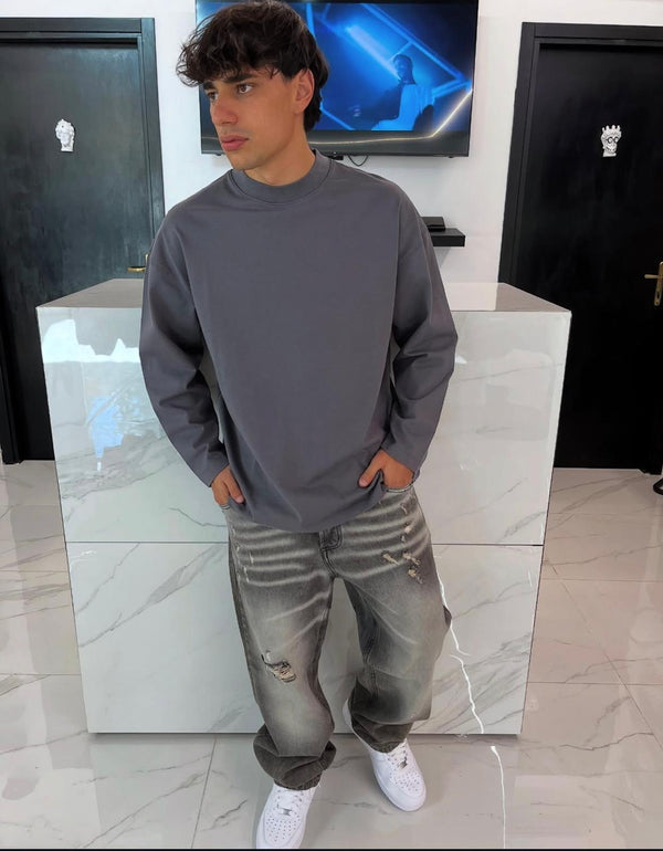 Jeans Baggy Grigio Strappati Uomo Duca Homme - Fondo Jogger