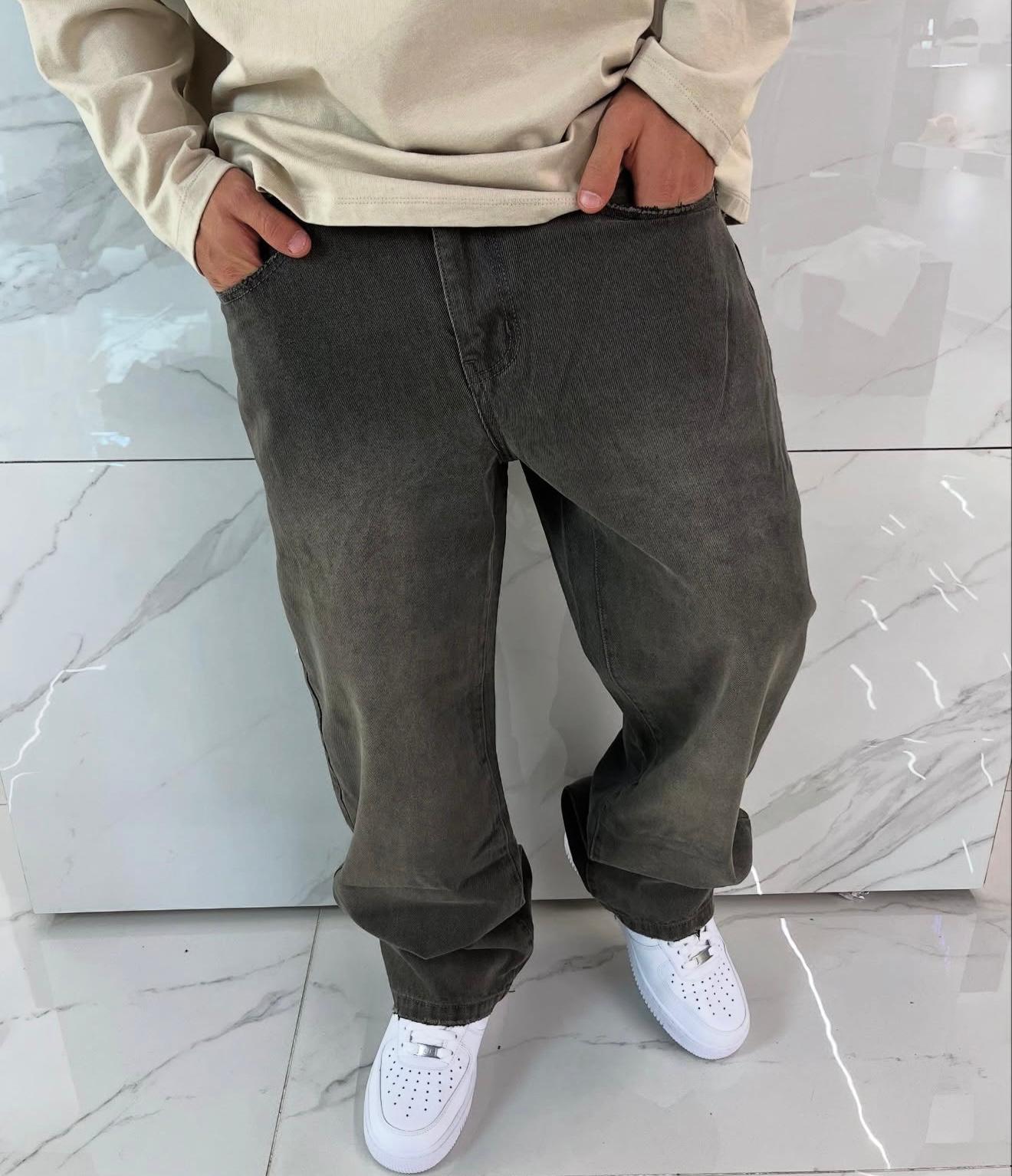 Jeans Baggy Grigio Slavato Uomo Duca Homme - Effetto Vintage