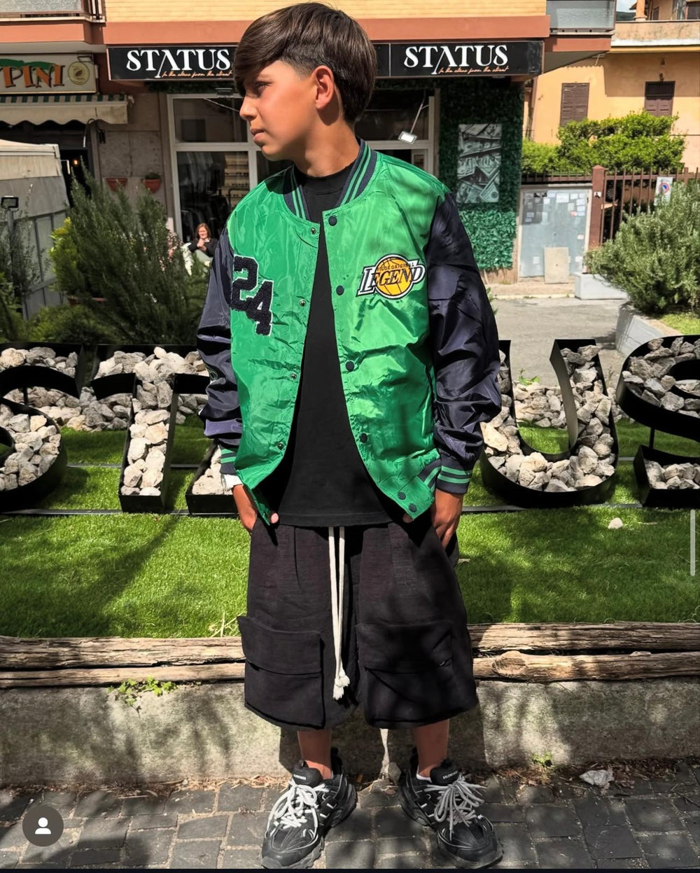 Giacca Bomber Bambino Verde Maniche Nere College - Duca Homme Basic
