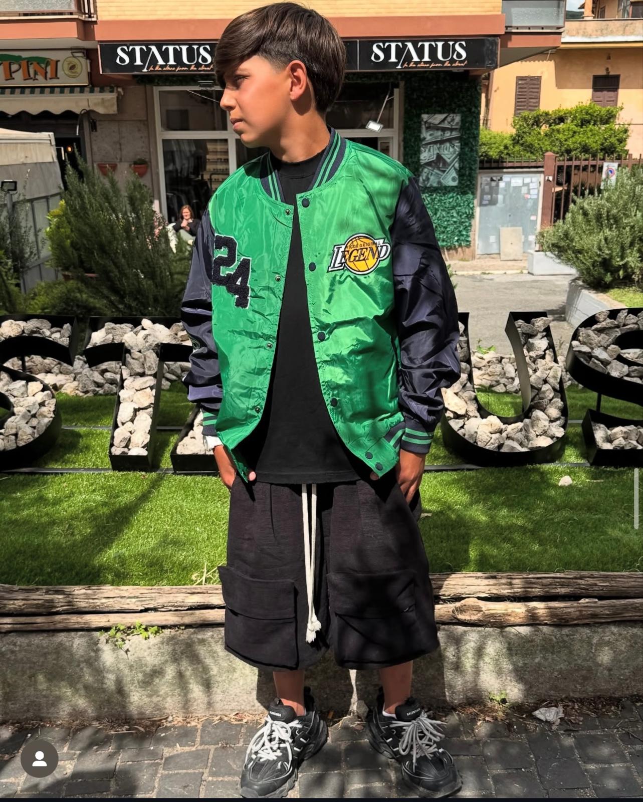 Giacca Bomber Bambino Verde Maniche Nere College - Duca Homme Basic