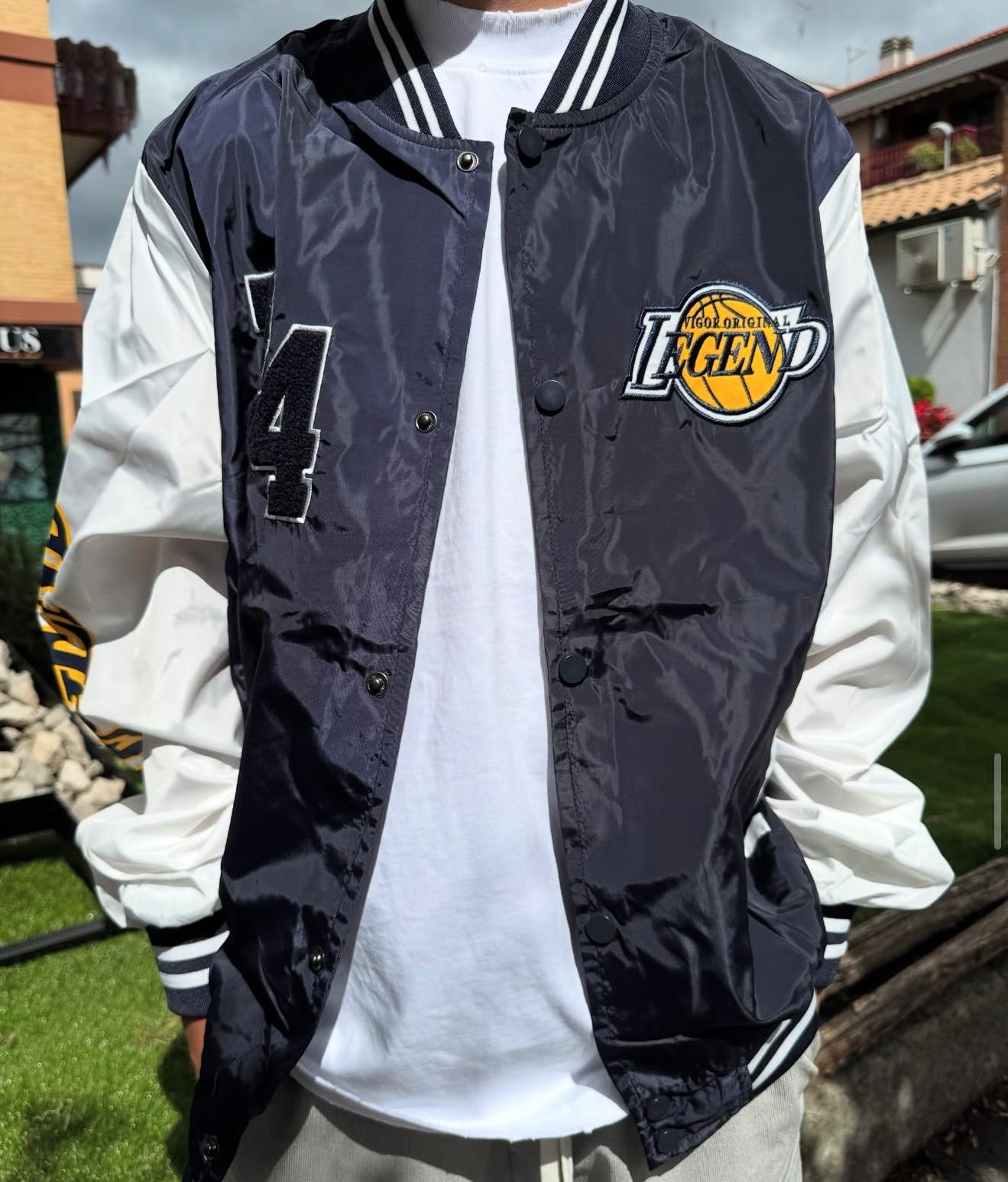 Giacca Bomber Bambino Blu Scuro Maniche Bianche College - Duca Homme Basic