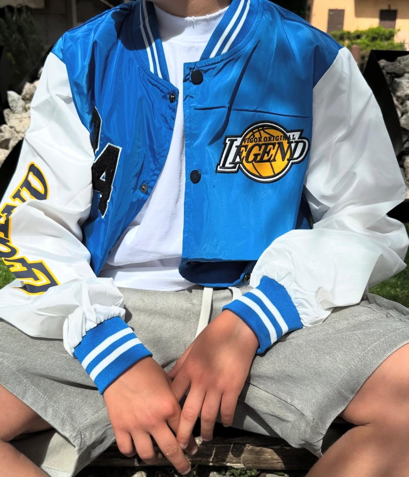 Giacca Bomber Bambino Blu Maniche Bianche College - Duca Homme Basic