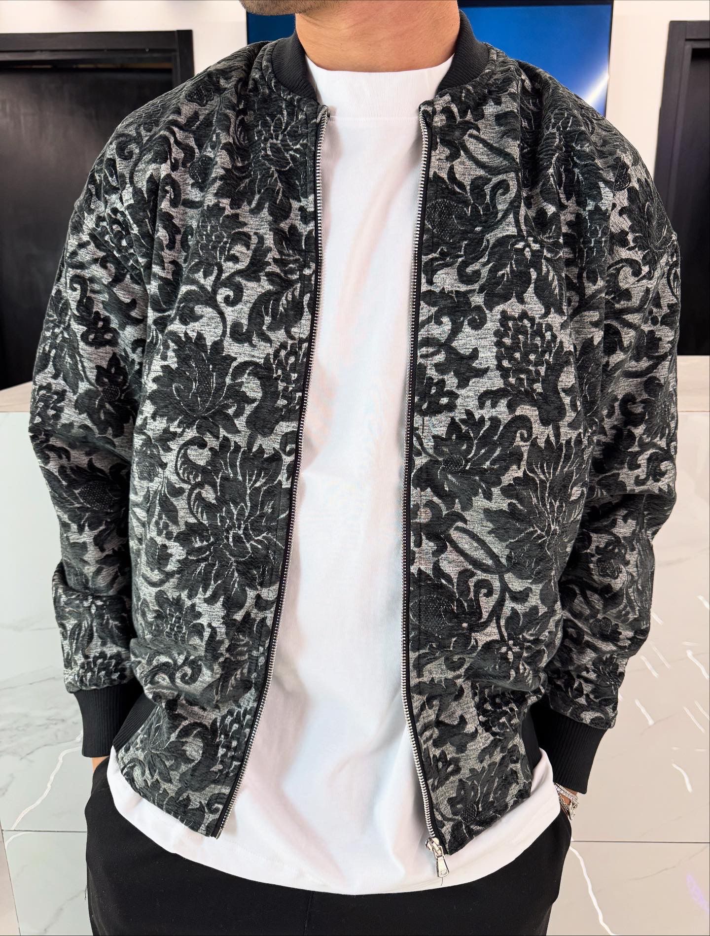 Giacca Sartoriale Uomo Duca Homme con Fantasia | Bomber Ricamato | Fit Moderno