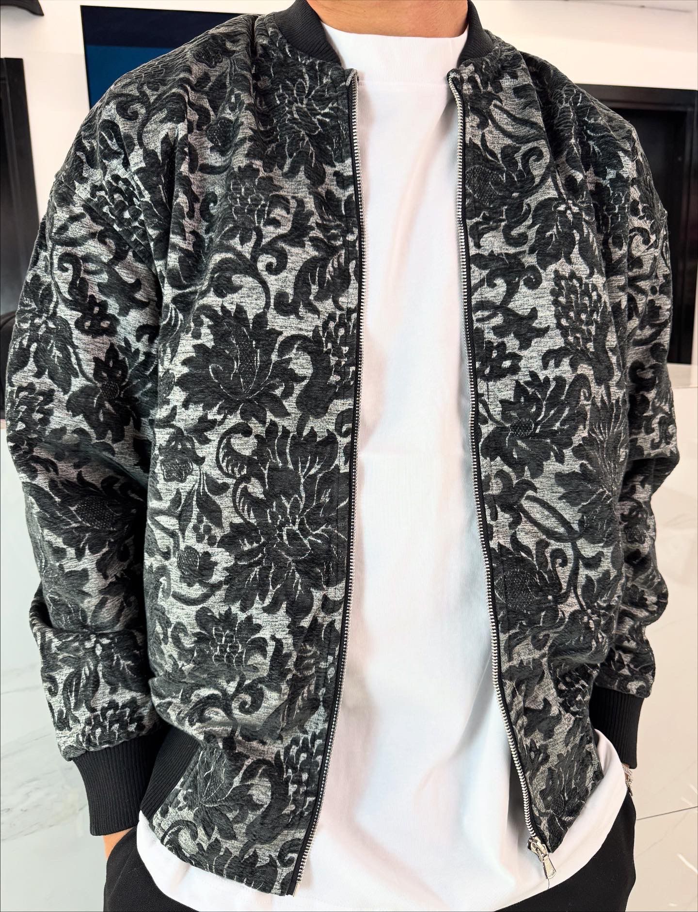 Giacca Sartoriale Uomo Duca Homme con Fantasia | Bomber Ricamato | Fit Moderno