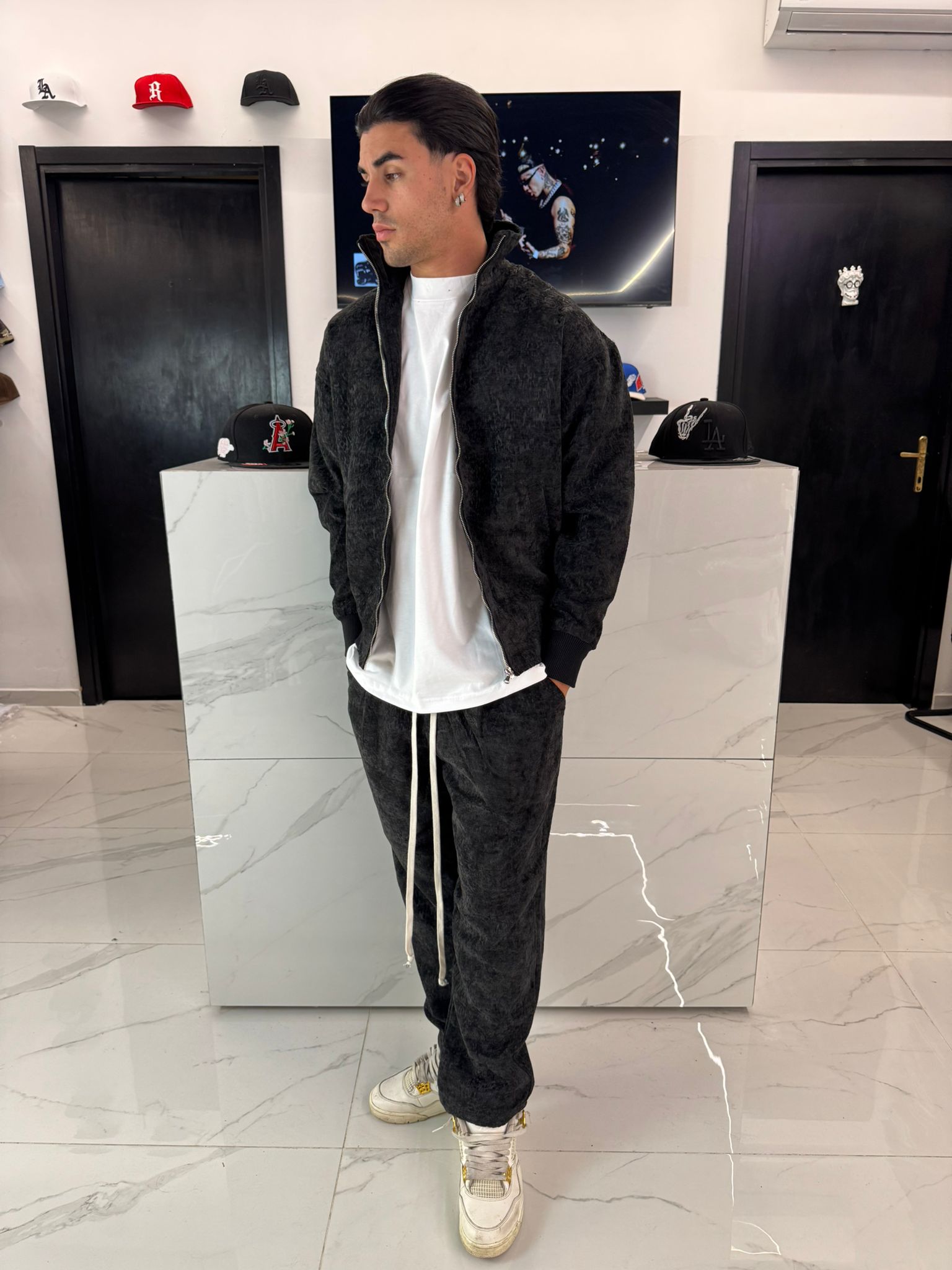 tuta completa da uomo duca home pantaloni con felpa nero