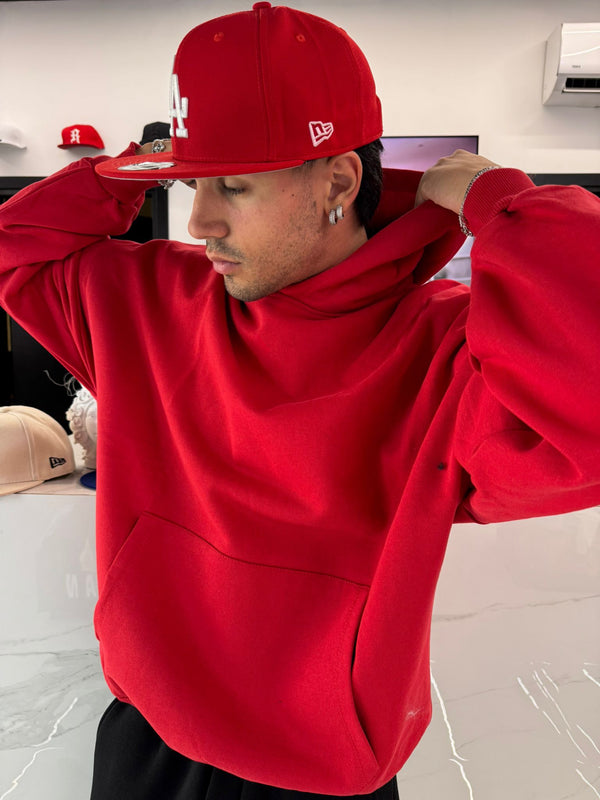 Felpa con Cappuccio Oversize Rossa Uomo - Duca Homme Uomo