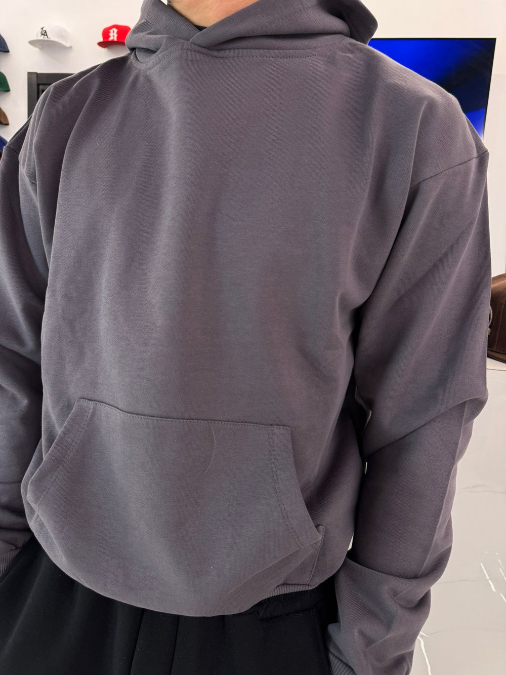 Felpa con Cappuccio Oversize Grigio scuro - Duca Homme Basic