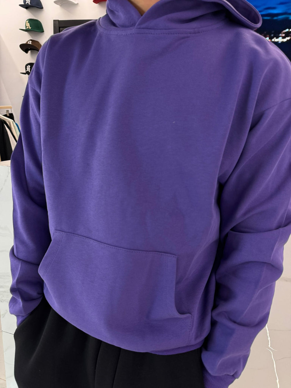 Felpa con Cappuccio Oversize Viola Uomo - Duca Homme Basic