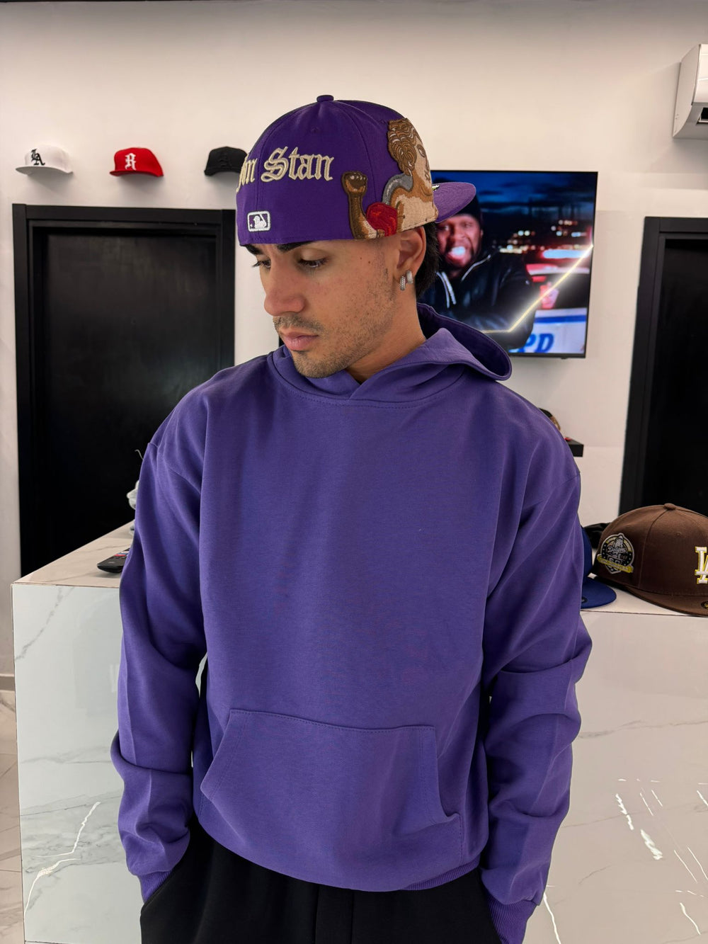 Felpa con Cappuccio Oversize Viola Uomo - Duca Homme Basic