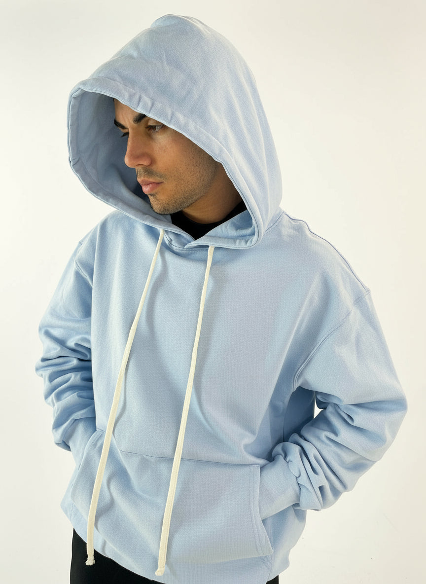 Felpa con Cappuccio Oversize Celeste Uomo - Duca Homme Basic
