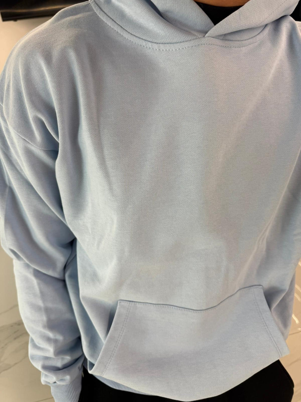 Felpa con Cappuccio Garzata Oversize Celeste Uomo- Duca Homme Basic