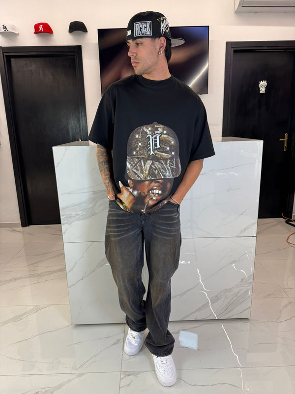 T-Shirt Oversize Nera Uomo Stampa Girl Y2K - Duca Homme Streetwear