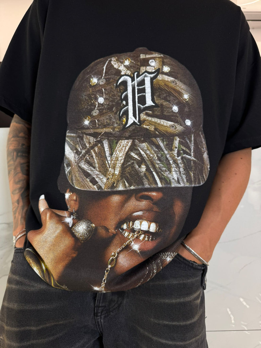 T-Shirt Oversize Nera Uomo Stampa Girl Y2K - Duca Homme Streetwear