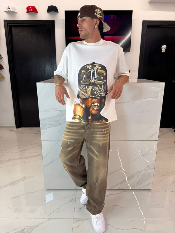 T-Shirt Oversize Bianca Uomo Stampa Girl Y2K - Duca Homme Street