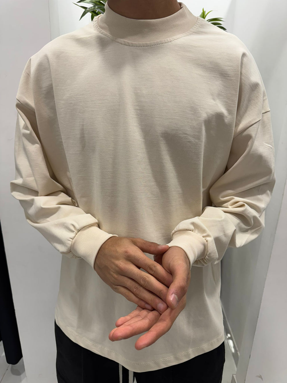 T-Shirt Manica Lunga panna Oversize - Duca Homme