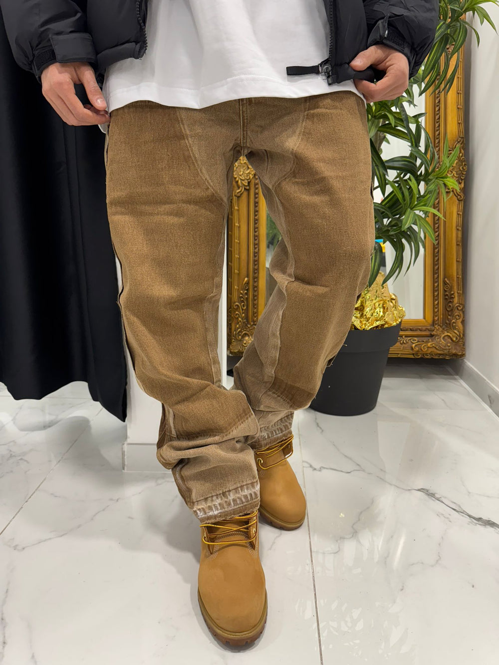 Jeans Baggy Uomo Duca Homme | Denim Beige Loose Fit | Gamba Larga