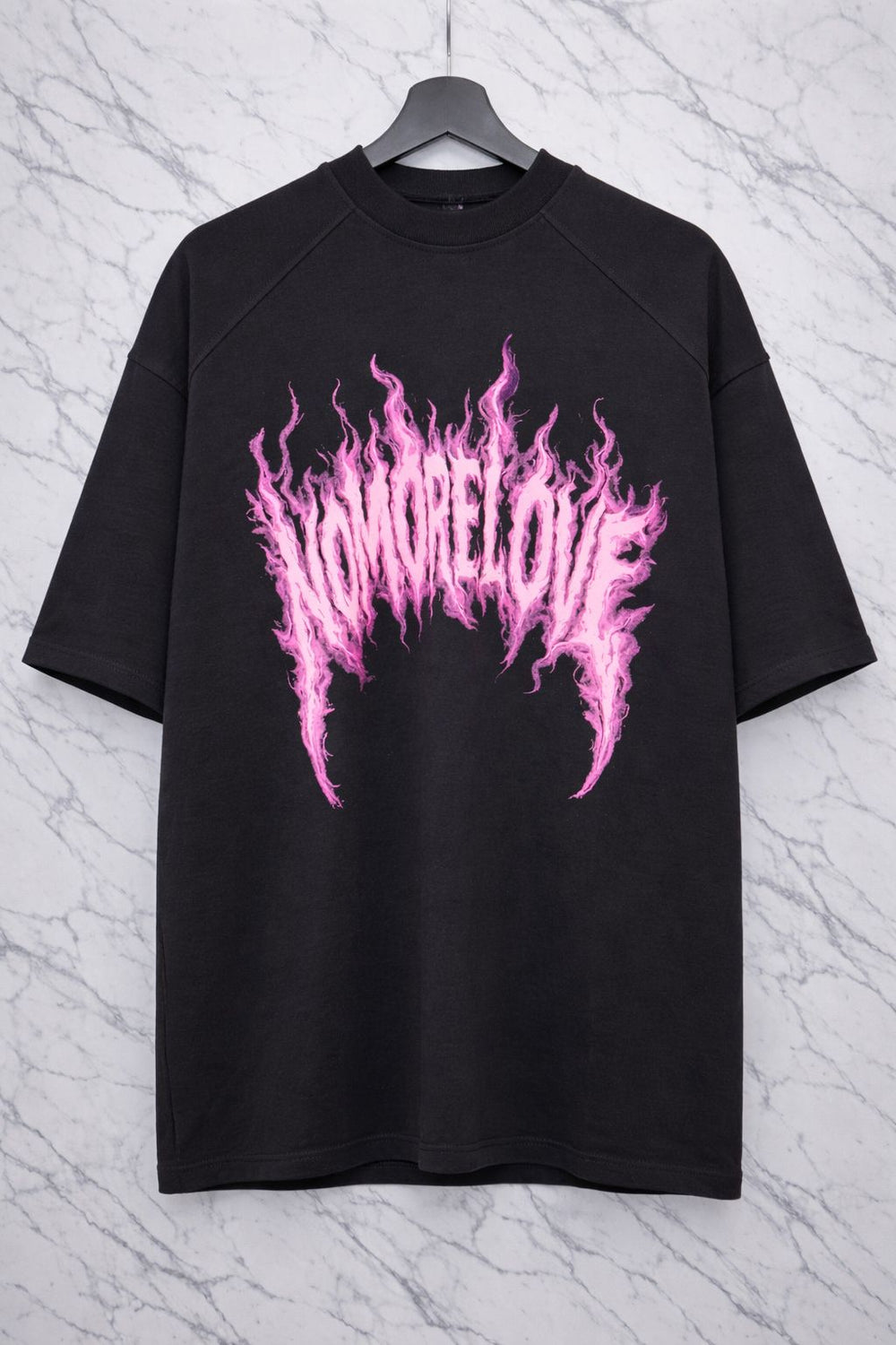 T-Shirt Oversize Nera con Stampa Uomo - Duca Homme
