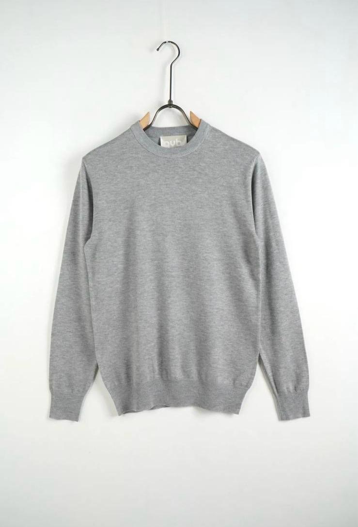 Maglione Basic Girocollo Grigio chiaro in Cotone - Duca Homme