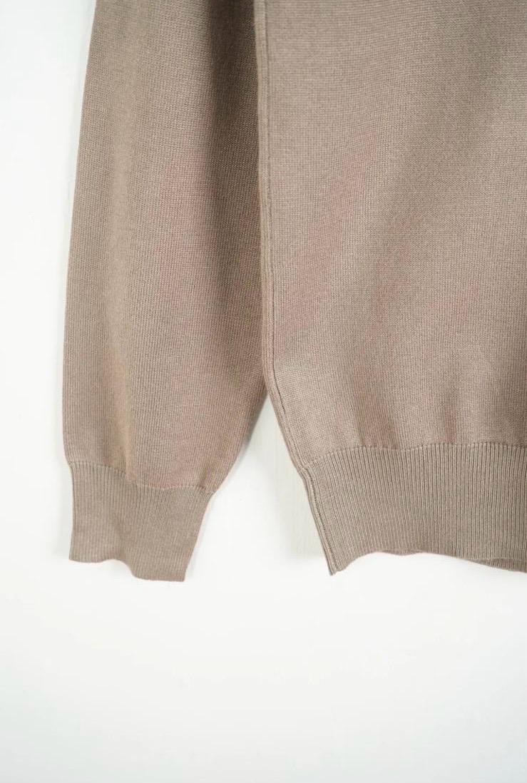 Maglione Basic Girocollo Khaki in Cotone - Duca Homme