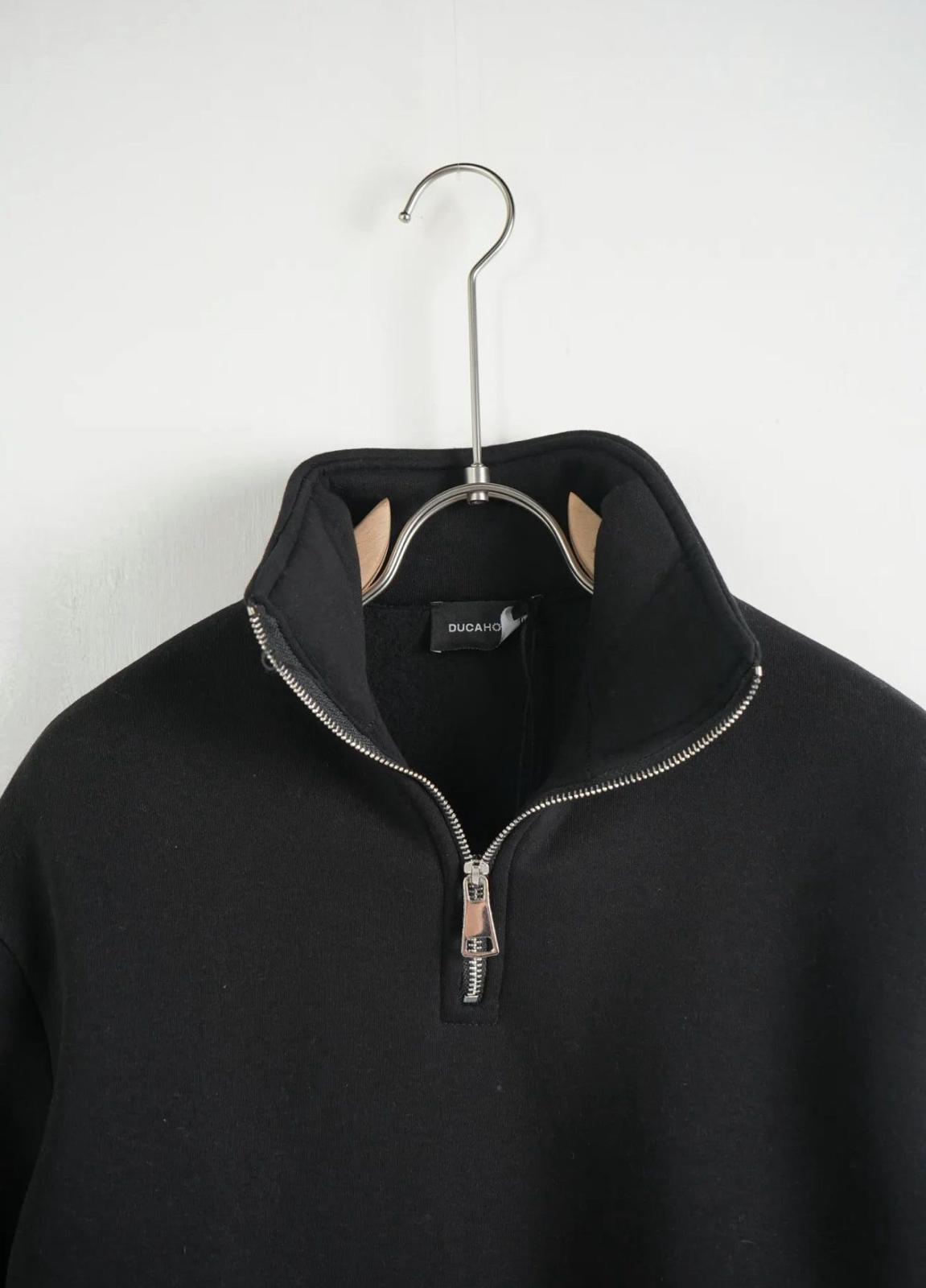 Felpe Uomo - Duca Homme | Felpa Mezza Zip Nero Collo Alto Uomo