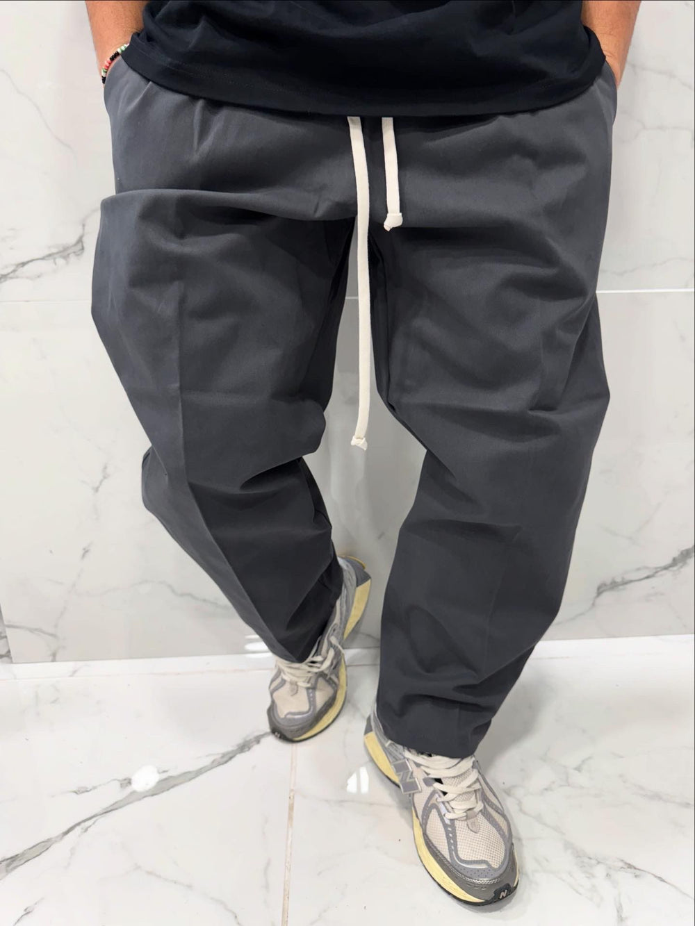 Pantaloni in Cotone Duca Homme Uomo | Oversize Baloon Fit | Grigio