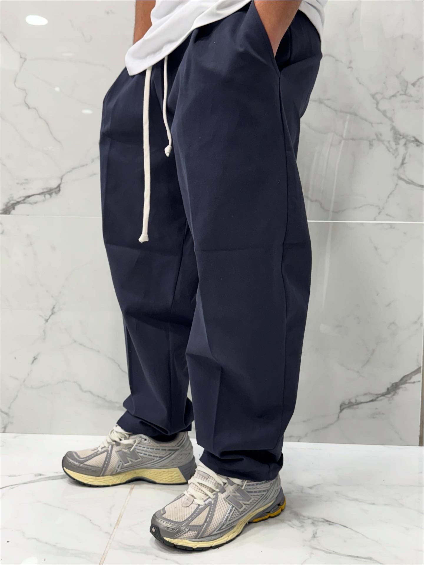 Pantaloni in Cotone Duca Homme Uomo | Oversize Baloon Fit | Blu notte