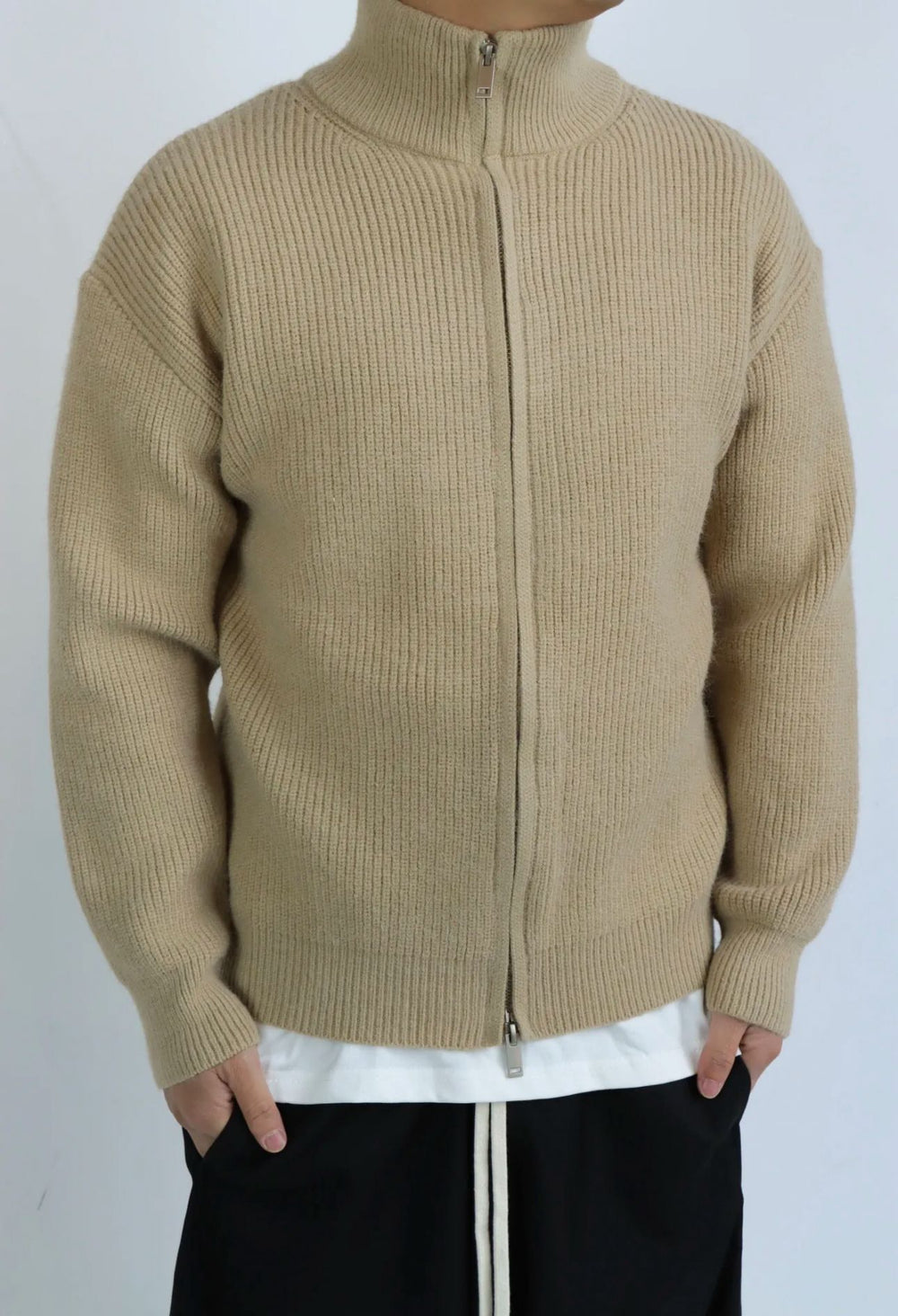 Maglione Full Zip Beige - Duca Homme